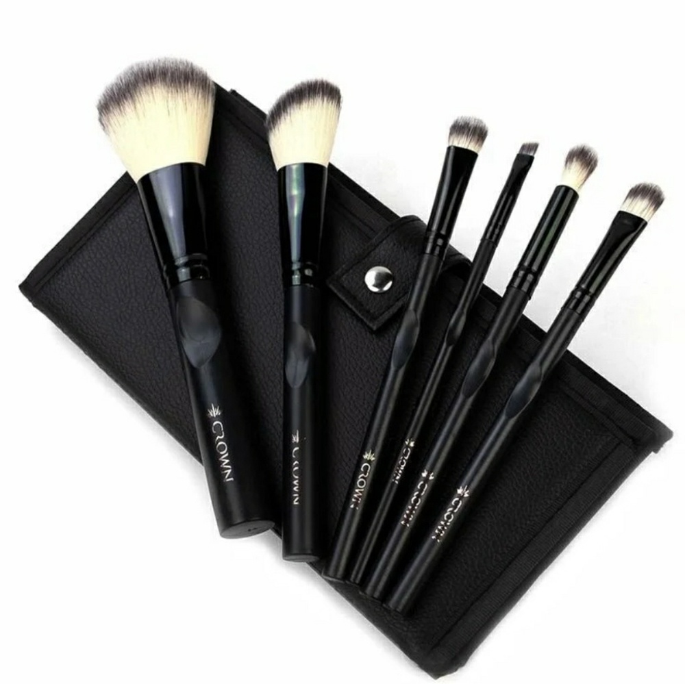 NEW Crown Brush 6 Piece Black Brush Set